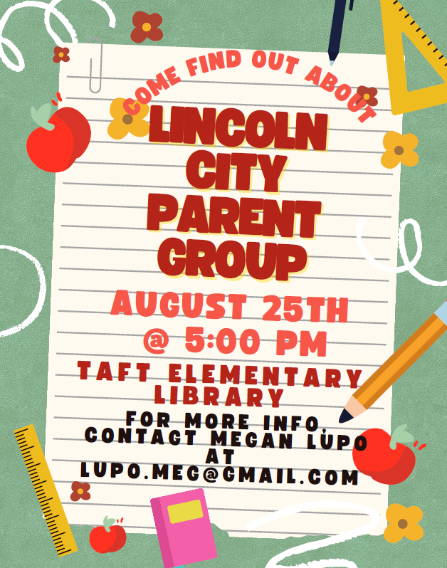 Lincoln City Parent Group Flyer Aug 2022